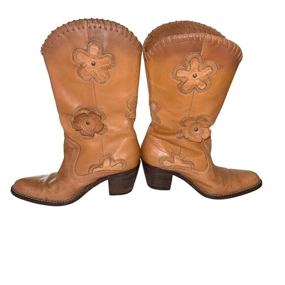 Mia Womens Cowgirl Boots Size 6 Leather Western Candida Boho Floral Tan 3D - Picture 5 of 15